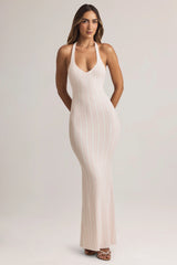 Modal Halterneck Maxi Dress In Stripe Print