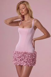 Satin Mini Dress In Blush Pink