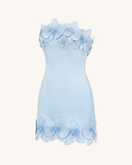 Orchid Trim Strapless Mini Dress - Blue
