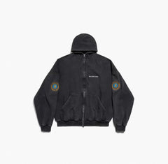 Balenciaga 25FW Hooded Zippered Short Jacket With Emblem Armband #333178