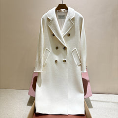 MaxMara Women's Fall/Winter Fashion Classic Solid Color V Neck Single Breasted Long Sleeve Mid Length Coat Jacket #79426