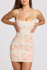 Embellished Square-Neck Mini Dress In Peach Ombre