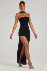 Embellished Bandeau Maxi Dress In Black