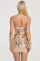 Embellished Mini Dress In Gold