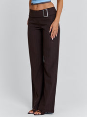 Elysa Pant Brown Pinstripe
