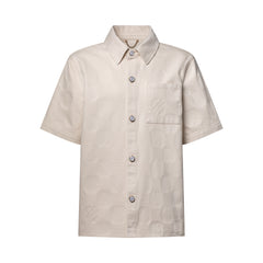 LOUIS VUITTON Damier 3D Light Denim Short-Sleeved Shirt and Shorts #387212