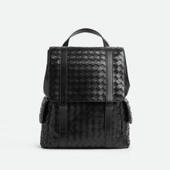 Bottega Veneta Back To School Men's Solid Color Flap Closure Woven Cowhide Leather Shoulder Bag Backpack Rucksack Bags #195225