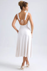 Sweetheart-Neck Ruched Midaxi Dress In Ivory