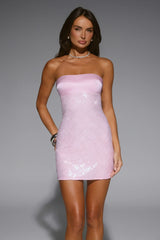 Seafoam Dreamscape Strapless Sequin Mini Dress Pink