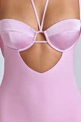 Cowl-Neck A-Line Mini Dress In Bubblegum Pink