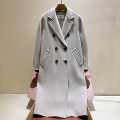 MaxMara Women's Fall/Winter Fashion Classic Solid Color V Neck Single Breasted Long Sleeve Mid Length Coat Jacket #79426
