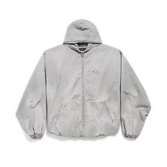 Balenciaga Solid Color Cotton Ripstop Zippered Hooded Long Sleeved Jacket Loose Fit #333080