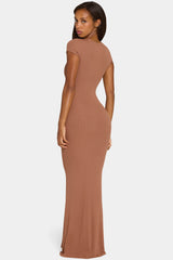 Buttercloud™ Cap Sleeve Maxi Dress In Cocoa