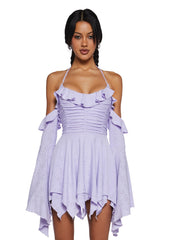 Fairy Delights Ruffled Handkerchief Dress - Purple