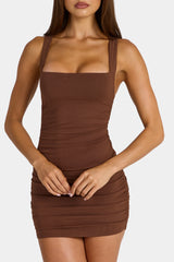 Modal Bodycon Mini Dress In Cocoa Brown
