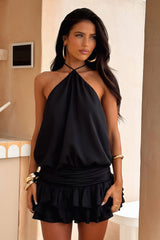 Latina Open Back Mini Dress - Black