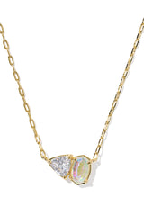 Tatum June Short Pendant Necklace Gold White CZ Mix