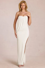 Bandeau Draped Maxi Dress In Pearl