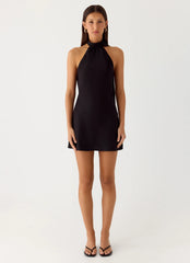 Keena Scarf Mini Dress - Black