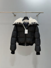 Louis Vuitton 25FW Monogram Dark Pattern Feather Collar Ski Jacket Loose Down Jacket