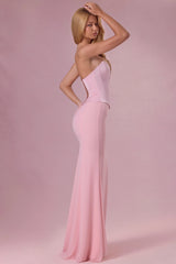 Satin Corset Bridesmaid Dress In Blush