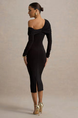 Cleo | Black Bodycon Midi Dress