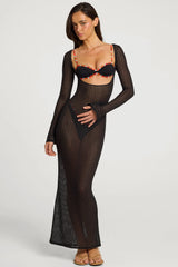 Open-Front Maxi Dress In Black