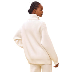 Hermes Women's Fall/Winter Fashion Casual High Neck Zipper Solid Color H Pocket Wool Sweater Coat Jacket #79264
