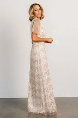 Liza Sequin Wrap Maxi Dress | Rose Gold