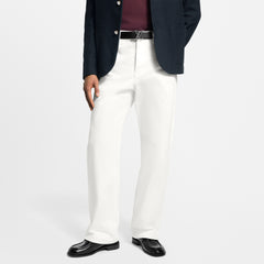 Louis Vuitton Men's Spring/Fall Fashion Classic Solid Color Back Pocket Embroidered White Denim Pants #79553