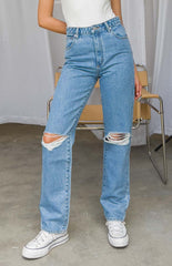 Abrand A 94 High Straight Georgia Rip Blue Jeans