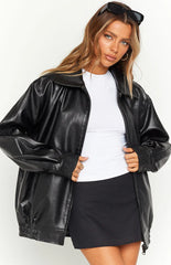 Abbi Pu Black Bomber Jacket