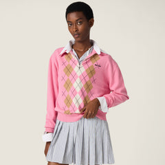 MiuMiu Women's Fashion Classic Half Zip Polo Shirt With V Neck Design And Pullover Sweater #79516