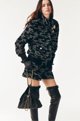 Chanel 25B Autumn And Winter Lapel Embroidered Wool AllOver Logo Belted Long Sleeved Jacket Casual Shorts Suit #332731