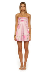 Chantell Pink And Green Floral Mini Dress