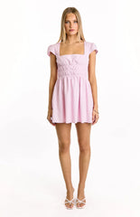 Clairo Light Pink Stripe Cap Sleeve Mini Dress