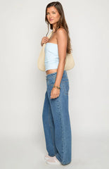 Clara Star Mid Wash Denim Low Rise Jeans