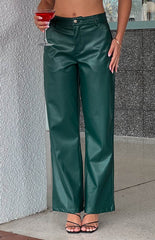 Cool Shade Forest Green Pu Pants
