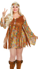 Plus Size Flower Power Hippie Costume - Image 3