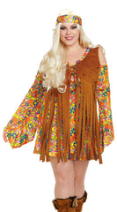 Plus Size Flower Power Hippie Costume - Image 1