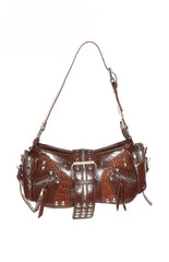 Dakota Brown Pu Silver Hardwear Shoulder Bag