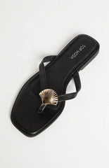 Eastside Black And Gold Thong Sandals