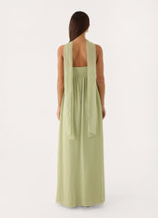 Elarose Scarf Maxi Dress - Soft Lime