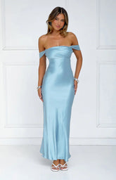 Ella Light Blue Off Shoulder Formal Dress