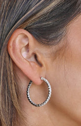 Jadine Silver Large Diamante Hoop Earrings