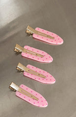Juno Pink Polka Dot 4 Pack Non Crease Hair Clips