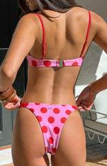 Kaia Pink And Red Polka Dot Bikini Bottoms
