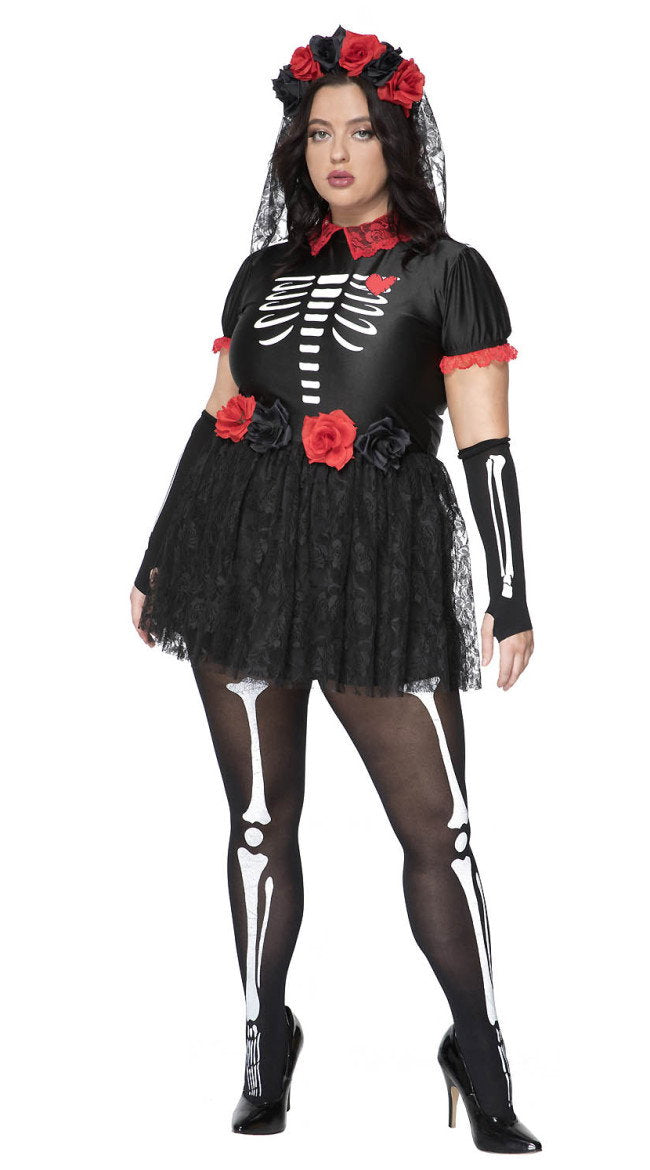 Plus Size Day Of The Dead Costume - Image 1