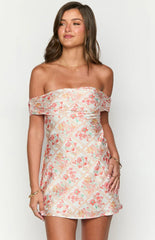 Primrose Paisley Floral Off The Shoulder Mini Dress