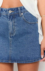 Raquelle Mid Wash Denim Mini Skirt